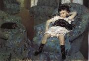 The little girl in the blue Sofa Mary Cassatt